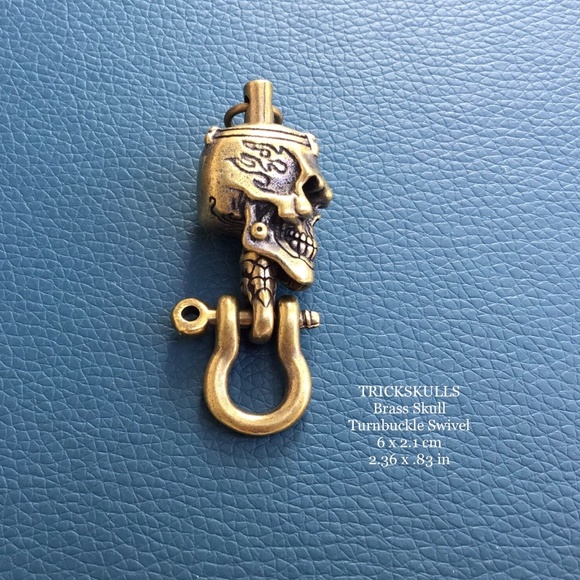 Brass Skull Turnbuckle Swivel Utility Part DIY Craft Loop Connector Hardware - Picture 1 of 9